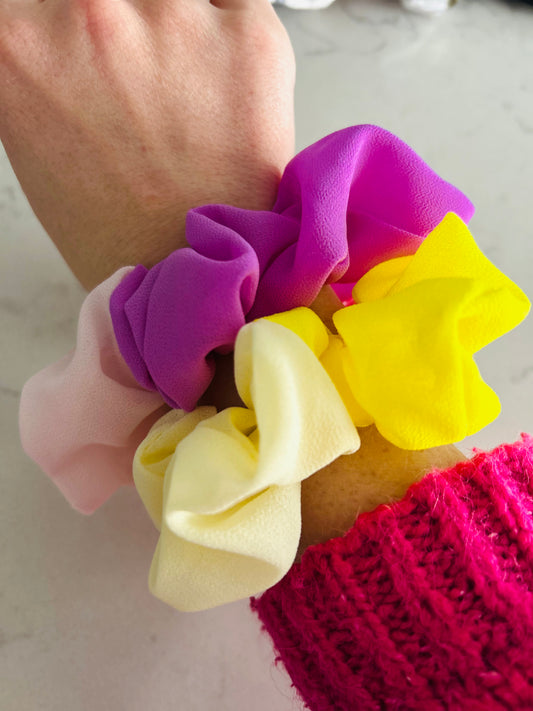 Colour block hair scrunchie